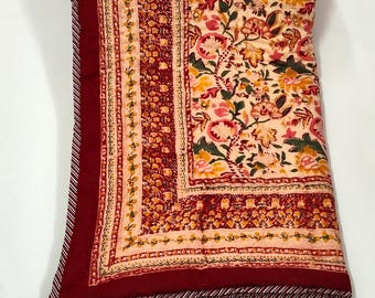 Handmade Ruby Red Floral Quilt | Reversible Cotton Bedspread | Indian Textile | Bohemian Bedding | All Season |.....