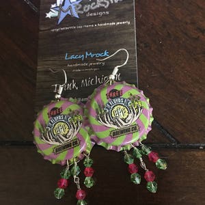 Three Floyds Brewing Upcycled Earrings, beer, craft beer, hops, handmade, brewing, recycled, upcycled, ipa, stout, 3 Floyds