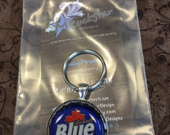 Labatt blue upcycled keychain