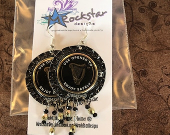 Guinness Upcycled Earrings, stout, irish, dublin, beer