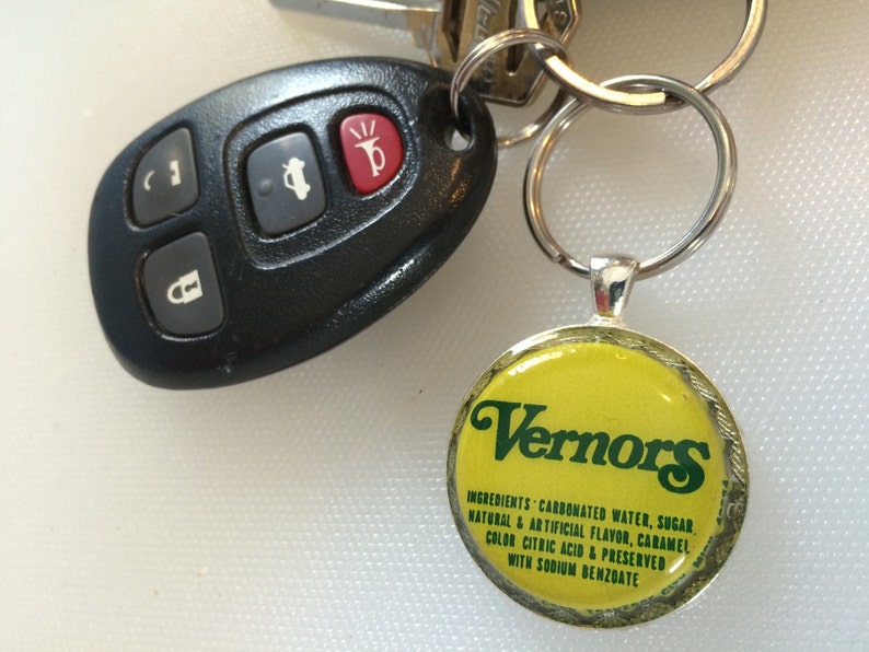 detroit michigan upcycled recycled Vernors upcycled Keychain vintage ginger ale