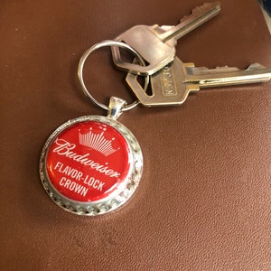 Budweiser upcycled Keychain, bud, beer, beer gift, handmade, recycled, custom