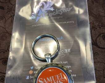 Sam Adams Oktoberfest upcycled keychain, octoberfest, craft beer, recycled, boston beer