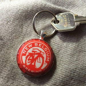 New belgium upcycled keychain, beer, craft beer, fat tire, bicycle, custom, handmade, colorado