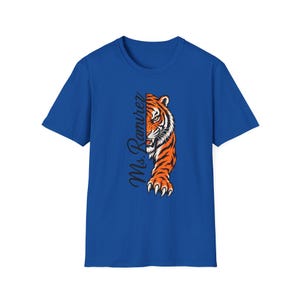 Half-Face Tiger Illustration T-Shirt | Vertical Script Name