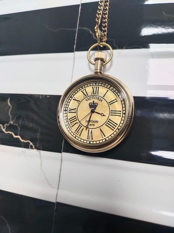 Vintage Nautical Anchor Pocket Watch Antique Brass Finish