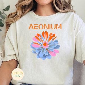 Aeonium Succulent T-Shirt: Cute Graphic Tee, Plant Lovers Gift, Rare Succulent Shirt, Gardening Gift for Her, Succulent Cuttings, Nature