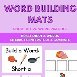 Short A CVC Word Building Mats: First Grade Phonics (printable PDF) - Etsy