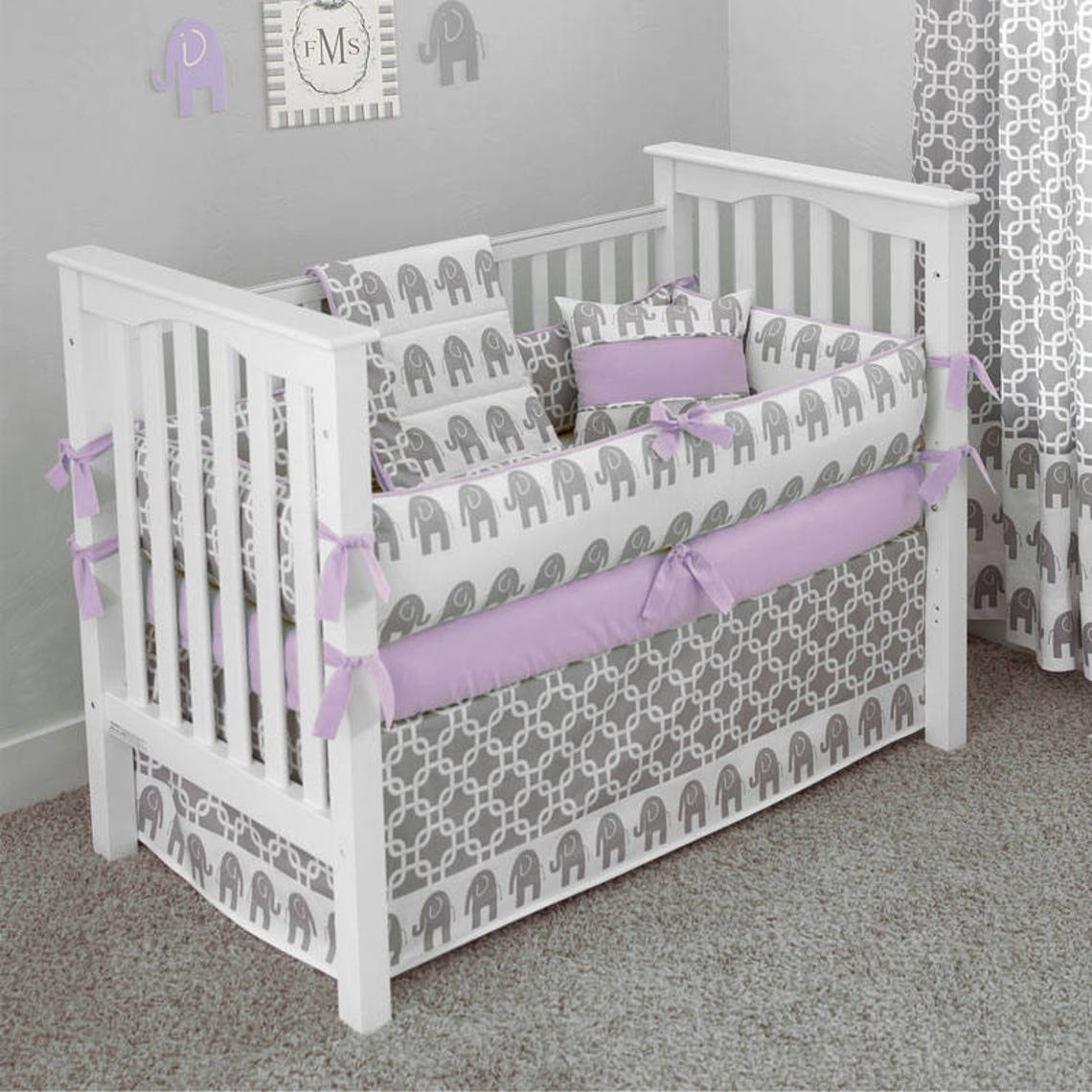 Designer Custom Made Elephants Crib Bedding Sets Etsy