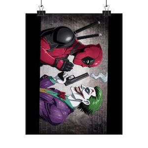 Vertical Poster, Deadpool vs Joker Poster, Matte Art Print, Home Decor, Wall Art, Movie Fan Gift, Superhero Villain Art Print