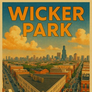Wicker Park, Chicago – Vintage Skyline Poster Print