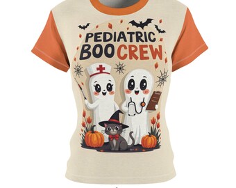 Camiseta de enfermera de Halloween de Pediatric BooBoo Crew. Camiseta para mujer con corte y costura.