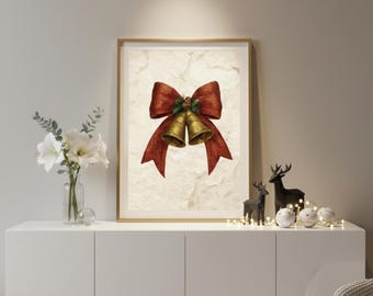 Christmas Wall Art Printable | Vintage Bells Poster | Instant Download