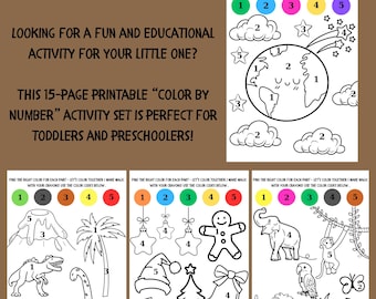 Color by Number for Kids: 15-Page Printable Activity Book (PDF Download A4 Size)