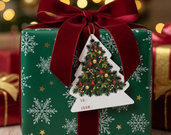 Printable Christmas Gift Tags, Holiday Favor Tags (20 PDF)