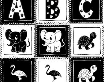 Tummy Time Cards – Alphabet & Animal, Baby Visual Stimulation (Digital Download)