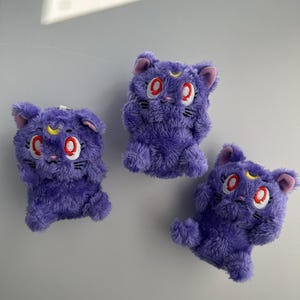 Luna Cat Plush Keychain: Sailor Moon Inspired Purple Charm