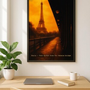 Paris Travel Poster | Eiffel Tower Print, Paris Sunset Wall Art, France Travel Decor