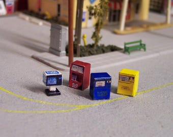 N scale Newspaper stands 4 pcs finished, detailed and ready to install