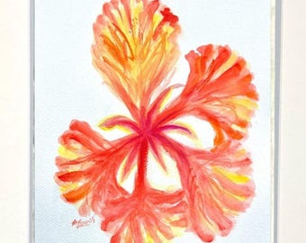 Royal Poinciana Watercolor Painting Prints, Customized Tropical Flower Florida Art; Flamboyant Tree Coastal Art Housewarming Gift for Mom 95