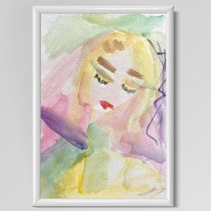 MASCHERA Pittura astratta Regalo per la mamma Stampe ad acquerello Arte murale Opera d'arte Pittura personalizzata Arte MASCHERA CIGLIA Decorazione cielo pastello Regalo per lei