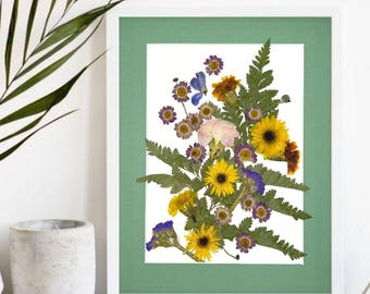 Impresiones botánicas de flores secas; decoración de pared con flores prensadas 57