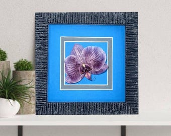 Orchid Flower Framed Art; Dried Flowers Framed Artwork. Pressed Flowers, Real Preserved Flowers. Floral Gift for Her 35