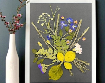 Impresiones botánicas de flores secas; Decoración para el hogar; Arte mural botánico de flores prensadas 61