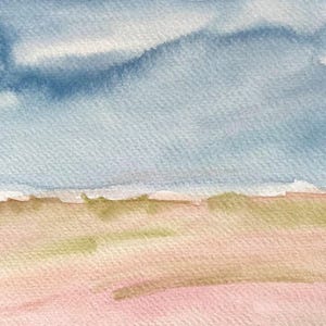 Dipinto astratto, acquerello, stampe di paesaggi, opere d'arte da parete, dipinto personalizzato, costiero, DARK SOULS, cielo pastello, decorazione, regalo per lei