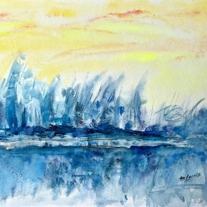 Large Wall Decor Prints of Watercolor Painting Landscape Abstract Wall Art Watercolor Art Prints Above Bed Art Housewarming Gift for Mom 49