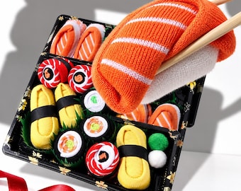 Sushi Socks Gift Set for Women, 5 Pairs Cotton Novelty Socks, Funny Christmas Gift for Sushi Lovers, Secret Santa Stocking Stuffer Cute Gift