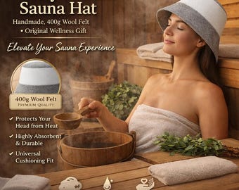 Funny Finnish Sauna Hat Made of 400g Wool Felt, Traditional Sauna & Spa Hat, Highly Absorbent, Handmade, Wellness Gift, Banya Hat