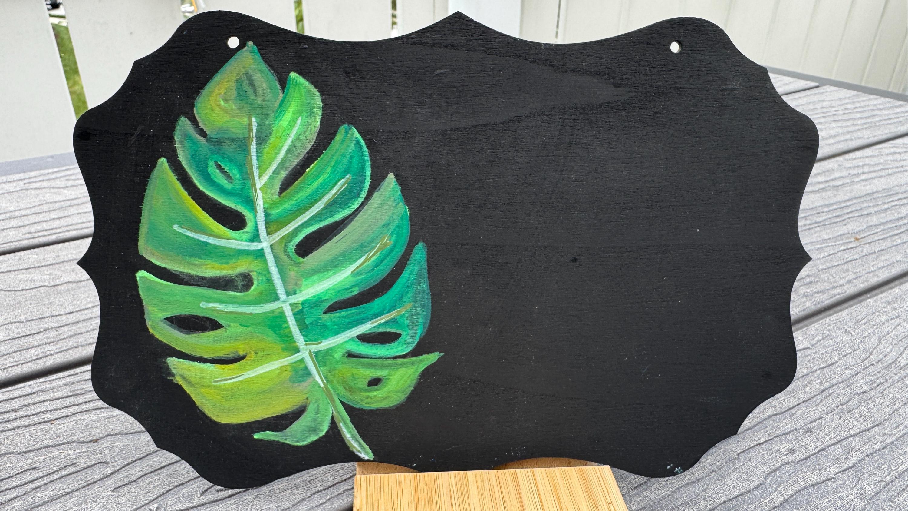 A1ポスター 植物　モノトーンゴシック　モダン　シック　マット紙　474 Hand-painted Chalkboard Art – Monstera Leaf | Tropical Wall Decor