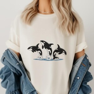 Maglietta vintage con orca e balena: maglietta con animali marini e oceanici