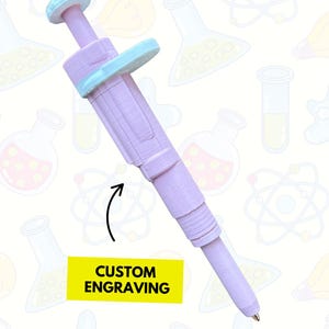 Personalized 3D-Printed Pipette Pen (Soft Pink), Retractable