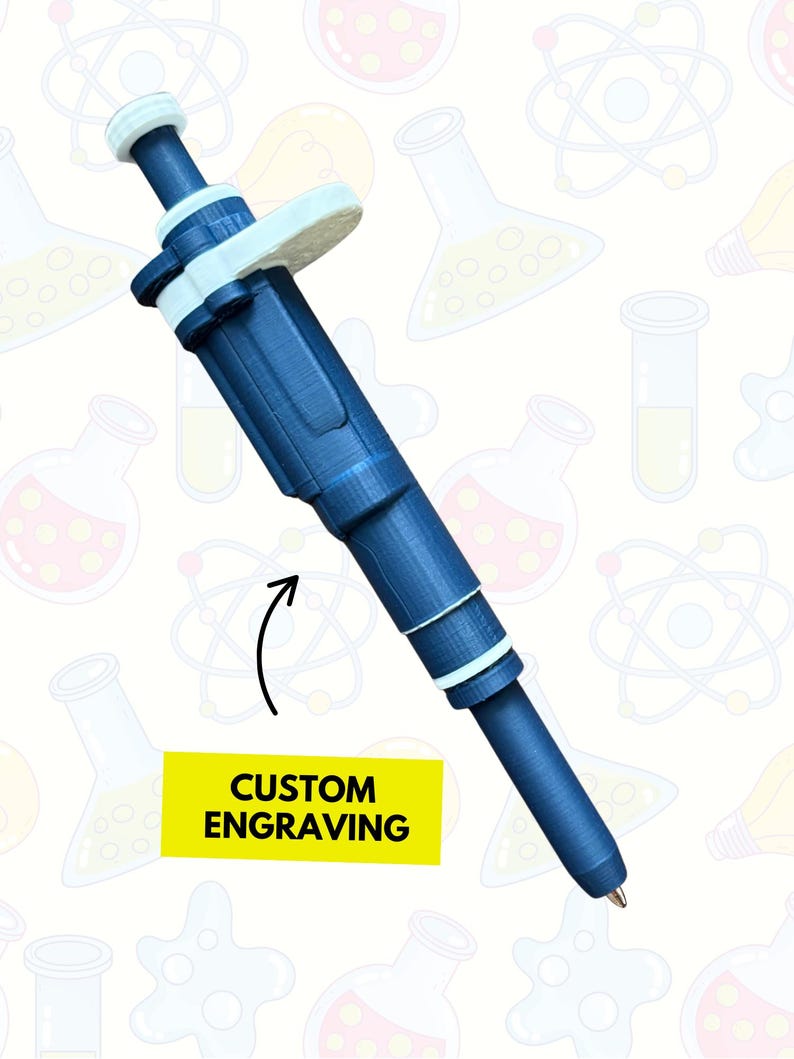 Realistic 3d-printed Pipette Pen (steel Blue), Retractable, Cell ...