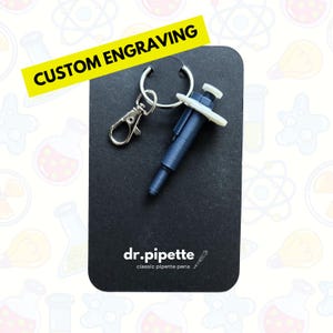 3D-Printed Pipette Keychain (Steel Blue)