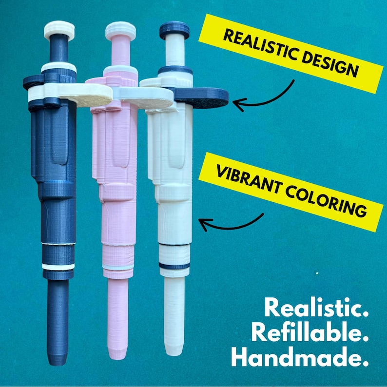 Realistic 3d-printed Pipette Pen (steel Blue), Retractable, Cell ...