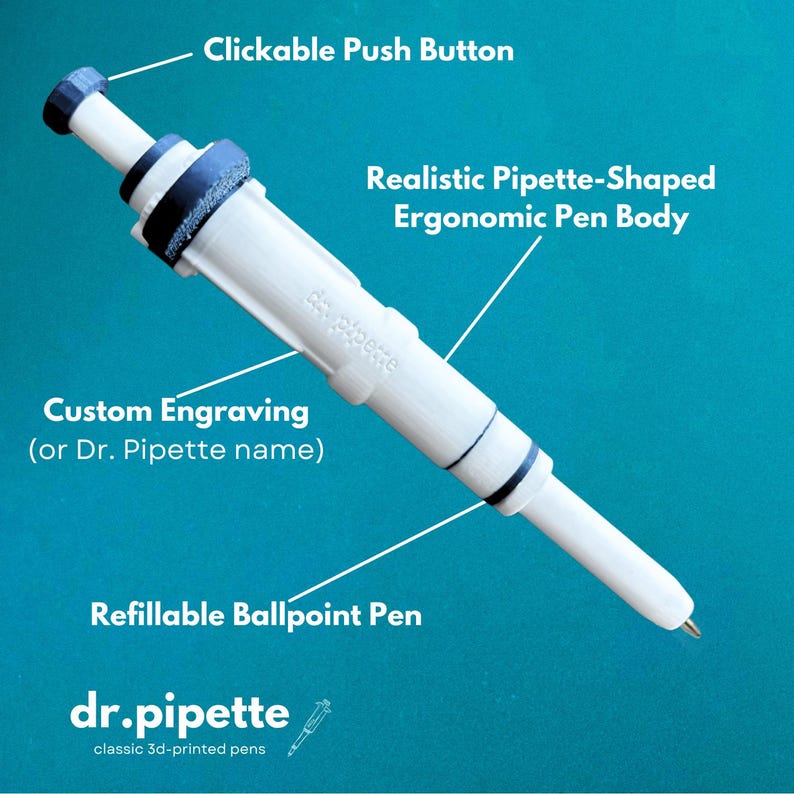 Pipette Pen, Personalized, 3d-printed (cloud White), Retractable, Cell ...