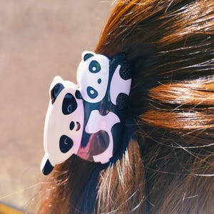 Cute Panda Claw Clip, Acetate Animal Hair Clips, Hair Accessory, Panda Lover Gift, Girlish Hair Clip, Gift For Hair, Animal Hair Claw
