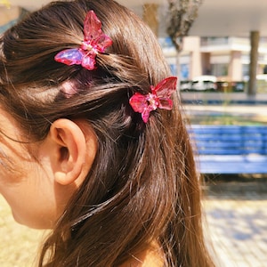 Large & Small Transparent Butterfly Hair Clips | Aesthetic Hair Clips | Color Options | Festival Accessories | Gift for Girls Women