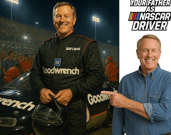 Personalized NASCAR Portrait: Custom Car Racing Fan Gift (Digital Download