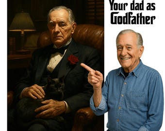 Tuo padre come il Padrino / Ritratto personalizzato del padre / Regalo iconico per i fan dei film sulla mafia per papà