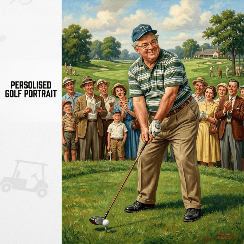Golf Course Portrait Custom Golf Portrait for Dad | Personalized Pro Golfer Gift for Husband ...