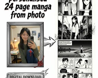 Personalized 24-Page Manga from Your Photo – Custom Story for 1-2 People, Full Cover Design