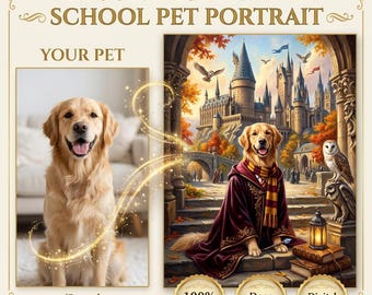 Custom Wizard School Pet Portrait - Your Pet as a Magical Student