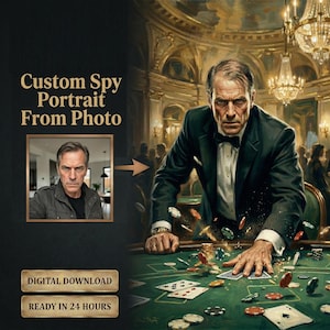 Custom Secret Agent Action Portrait | Personalized International Spy Gift for Him