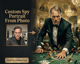 Custom Secret Agent Action Portrait | Personalized International Spy Gift for Him