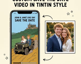 Custom Save the Date Video in Tintin Style | Personalised Wedding Invitation