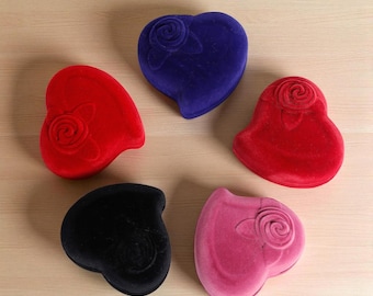 Heart-shaped Velvet Jewelry Box, Ring Box, Wedding Gift, Engagement Present
